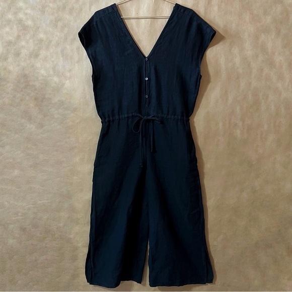 Anthropologie | Cloth & Stone Linen Button Front Wide Leg Jumpsuit Size XS - Picture 1 of 12